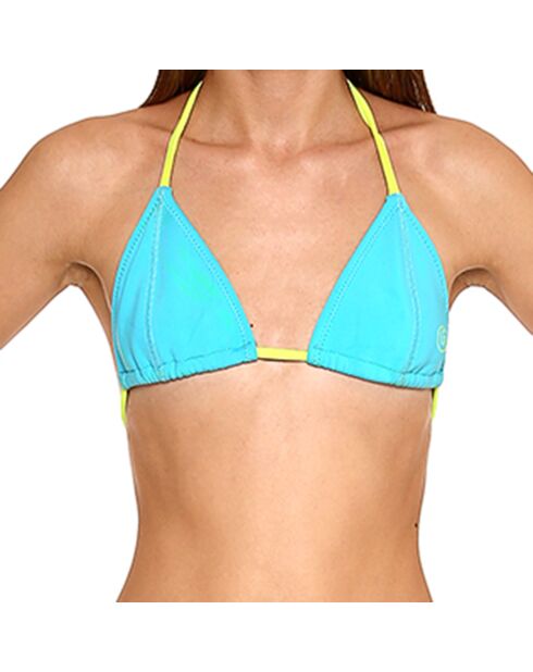 Bibi driehoekige bikinitop in turkoois/fluorescerend groen neopreen