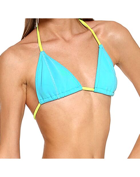 Bibi driehoekige bikinitop in turkoois/fluorescerend groen neopreen