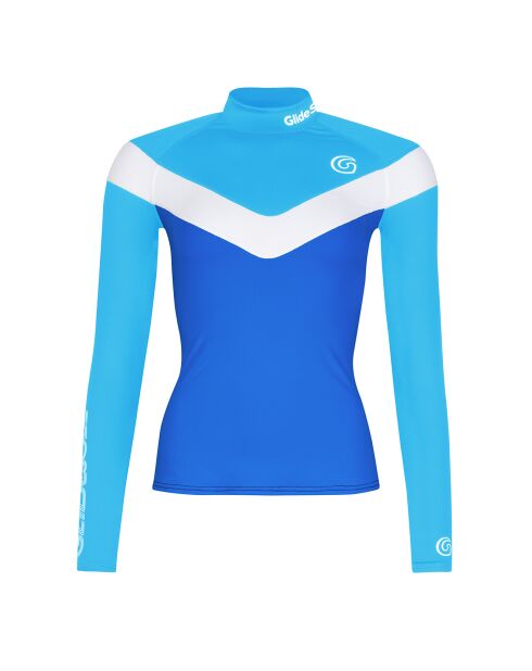 Top de bain en Lycra Pietra bleu/blanc