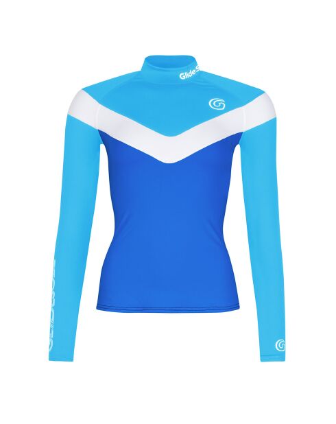 Top de bain en Lycra Pietra bleu/blanc