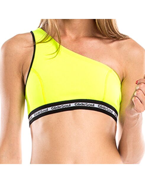 Lila gele asymmetrische neopreen bikinitop