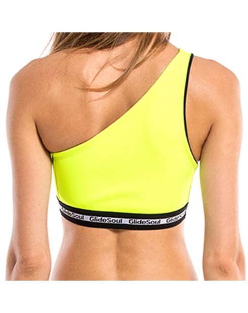 Lila gele asymmetrische neopreen bikinitop
