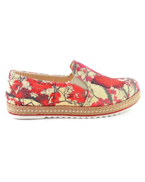 Slip-on Butterfly beige/rouge