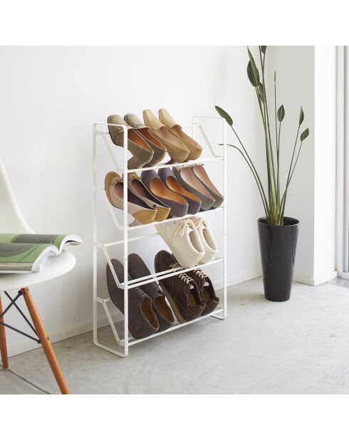 Scaffale per scarpe sottile bianco a 4 ripiani - 53x17,5x80 cm