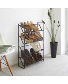 Schmales 4-stöckiges Schuhregal, 53 x 17,5 x 80 cm, Schwarz