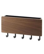 Porte-clés magnétique avec plateau bois foncé - 18x3x9.5 cm