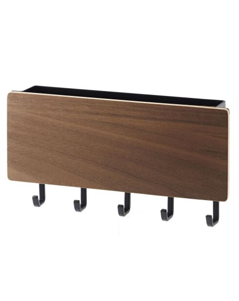 Llavero magnético con tapa de madera oscura - 18x3x9,5 cm