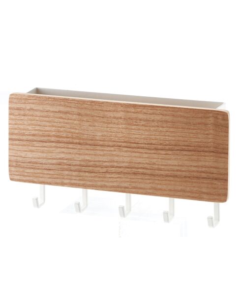 Portachiavi magnetico con vassoio in legno chiaro - 18x3x9,5 cm