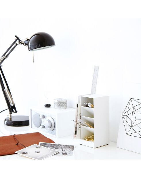 Rangement pour bureau blanc - 9x9x20 cm