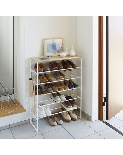 Scarpiera con supporto a 6 ripiani bianca - 66x25x87 cm