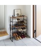 Étagère pour chaussures avec support 6 étages noire - 66x25x87 cm