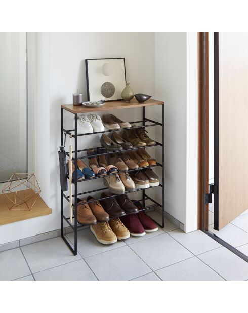 Étagère pour chaussures avec support 6 étages noire - 66x25x87 cm