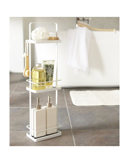 Étagère de rangement pour salle de bain 3 étages blanche - 18x12x67 cm