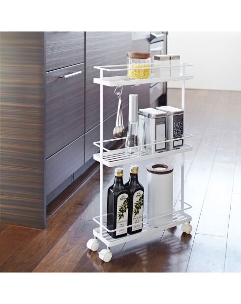 Chariot de rangement pour cuisine Tower Slim blanc - 38x12x66 cm