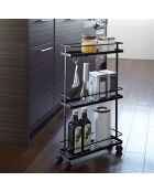 Chariot de rangement pour cuisine Tower Slim noir - 38x12x66 cm