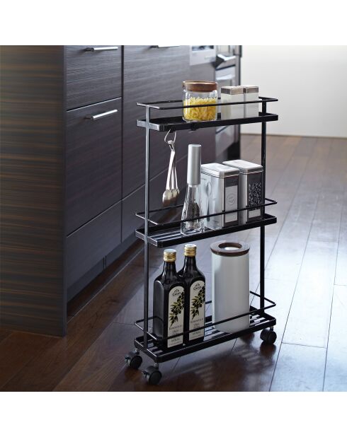 Chariot de rangement pour cuisine Tower Slim noir - 38x12x66 cm