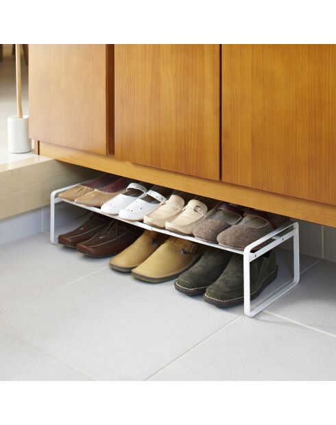 Rangement pour chaussures extensible avec cadre blanc - 70x25x17.5 cm