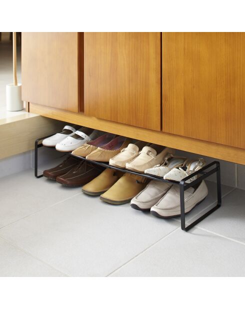 Rangement pour chaussures extensible avec cadre noir - 70x25x17.5 cm