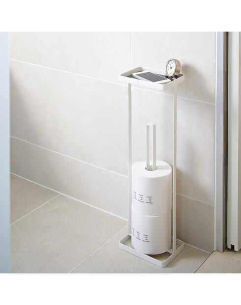 Toiletrolhouder met wit bakje - 16x12x52 cm