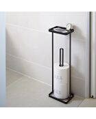 Toilettenpapierhalter mit schwarzer Ablage - 16x12x52 cm
