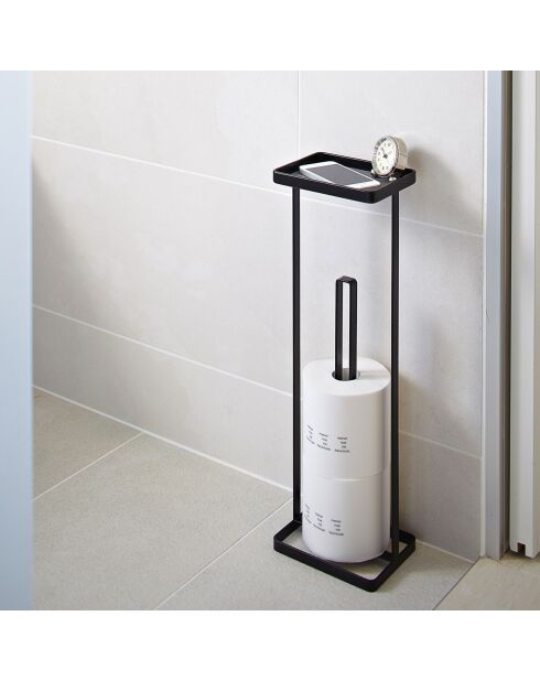 Toiletrolhouder met zwart bakje - 16x12x52 cm