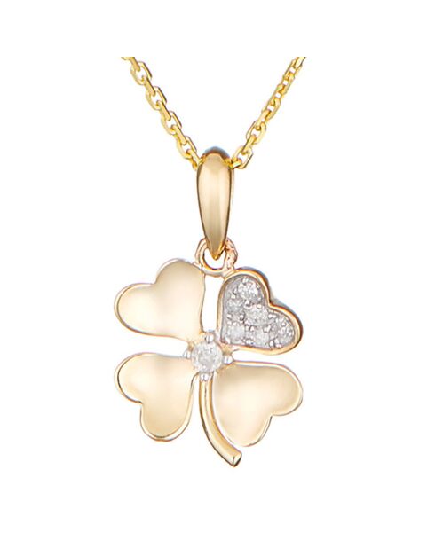 Pendentif Dites-le avec une Fleur Diamants 0.05 ct Or Jaune