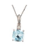 Pendentif Tonga Diamant 0.02 ct & Topaze 1.50 ct or blanc