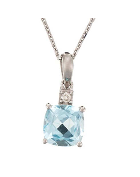 Pendentif Tonga Diamant 0.02 ct & Topaze 1.50 ct or blanc