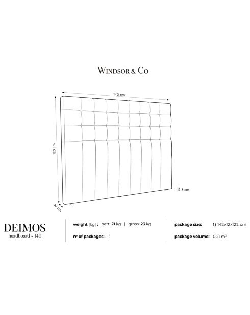 Tête de lit Deimos noire - 160x120 cm