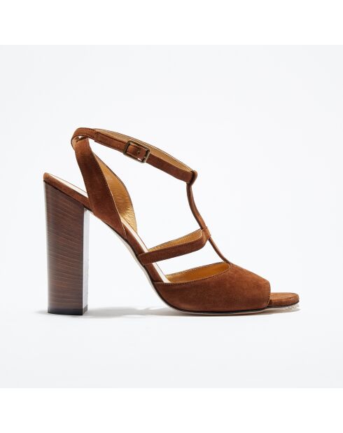 Sandales en Velours de Cuir It Bar marron - Talon 12 cm