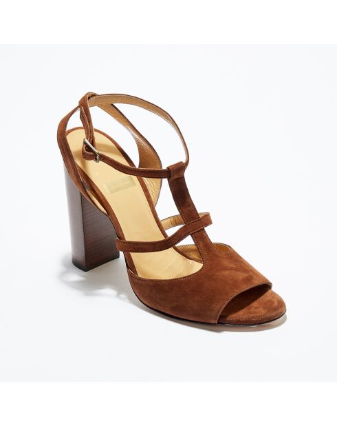 Sandales en Velours de Cuir It Bar marron - Talon 12 cm