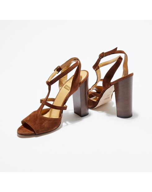 Sandales en Velours de Cuir It Bar marron - Talon 12 cm