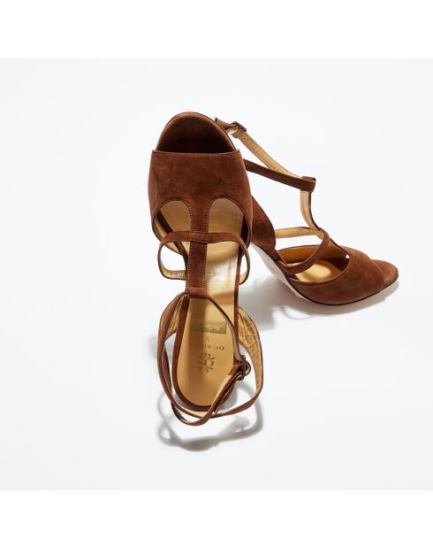 Sandales en Velours de Cuir It Bar marron - Talon 12 cm