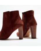 Bottines en Velours de Cuir Candice muscat - Talon 9 cm