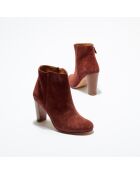 Bottines en Velours de Cuir Candice muscat - Talon 9 cm