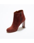 Bottines en Velours de Cuir Candice muscat - Talon 9 cm