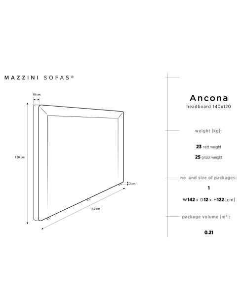 Tête de lit Ancona rose clair - 180x120 cm