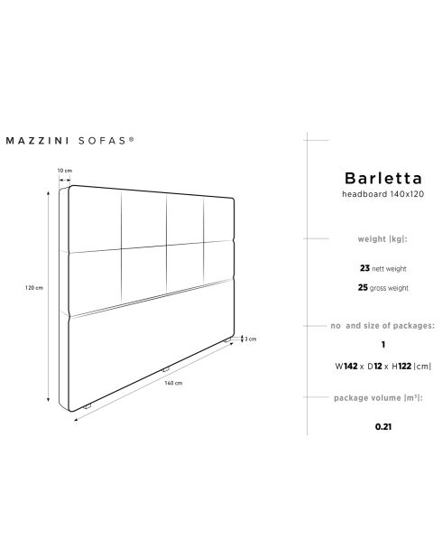 Tête de lit Barletta crème - 180x120 cm