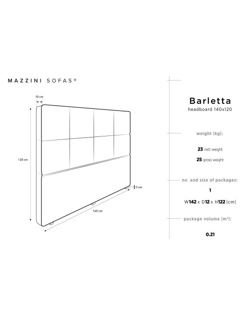 Tête de lit Barletta noire - 140x120 cm