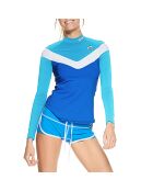 Top de bain en Lycra Pietra bleu/blanc
