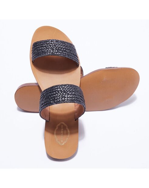 Mules en Raffia noires
