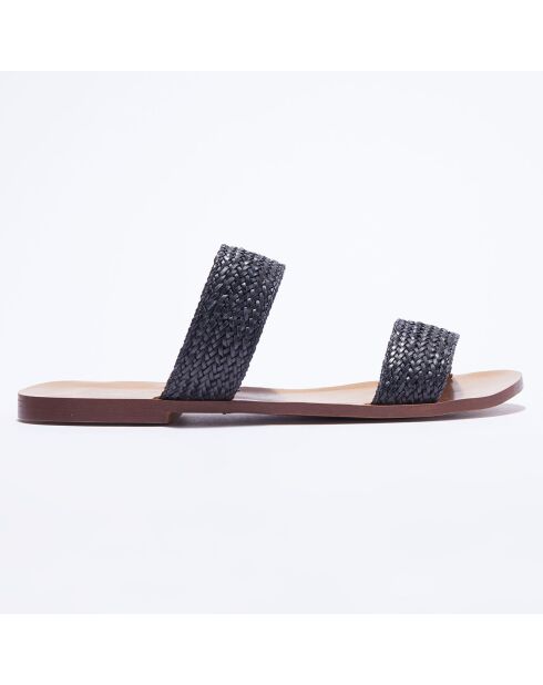 Mules en Raffia noires