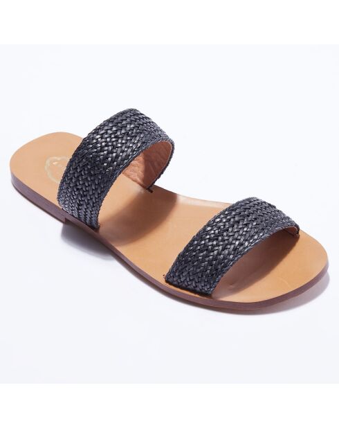 Mules en Raffia noires