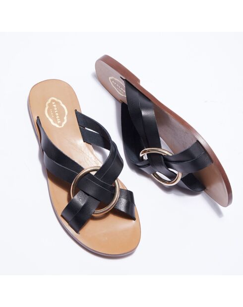 Mules en Cuir lisse noires