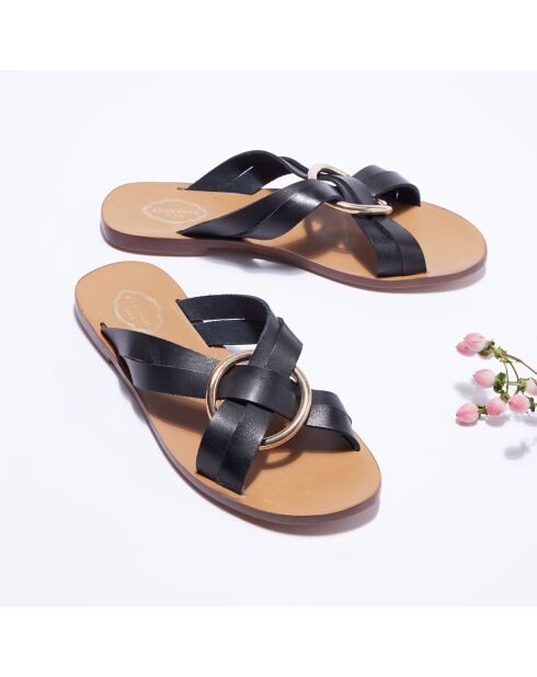 Mules en Cuir lisse noires