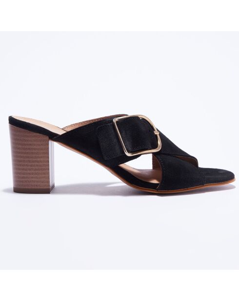 Mules en Velours de Cuir noires - Talon 8.5 cm