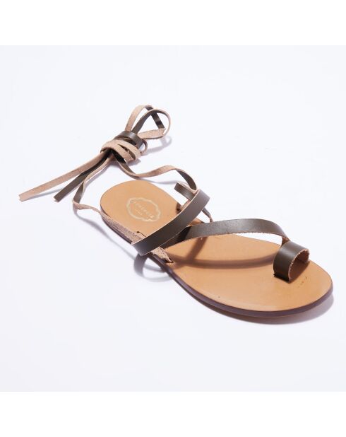 Sandales en Cuir kaki