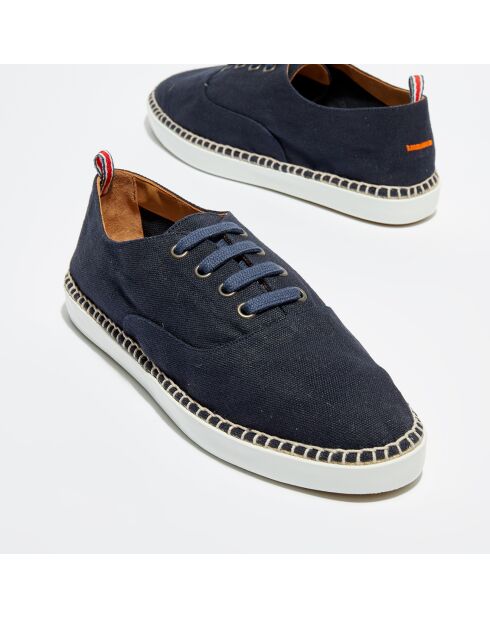 Marineblauwe sneakers van canvas met veters van Sergio