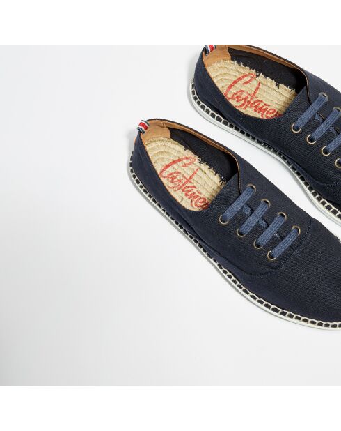 Marineblauwe sneakers van canvas met veters van Sergio