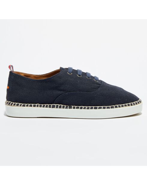 Marineblauwe sneakers van canvas met veters van Sergio